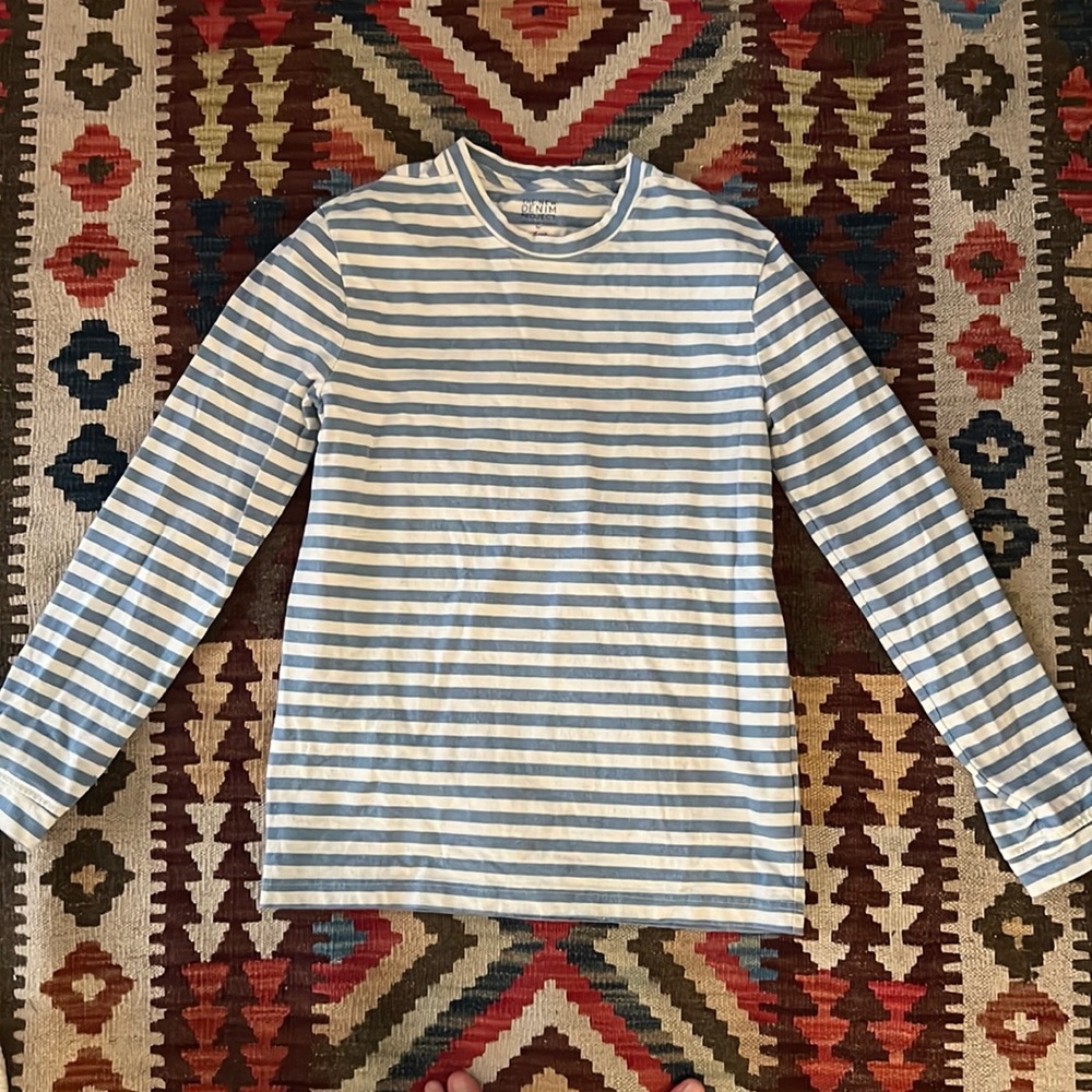J. Crew Wallace & Barnes long sleeve blue and white striped shirt XS